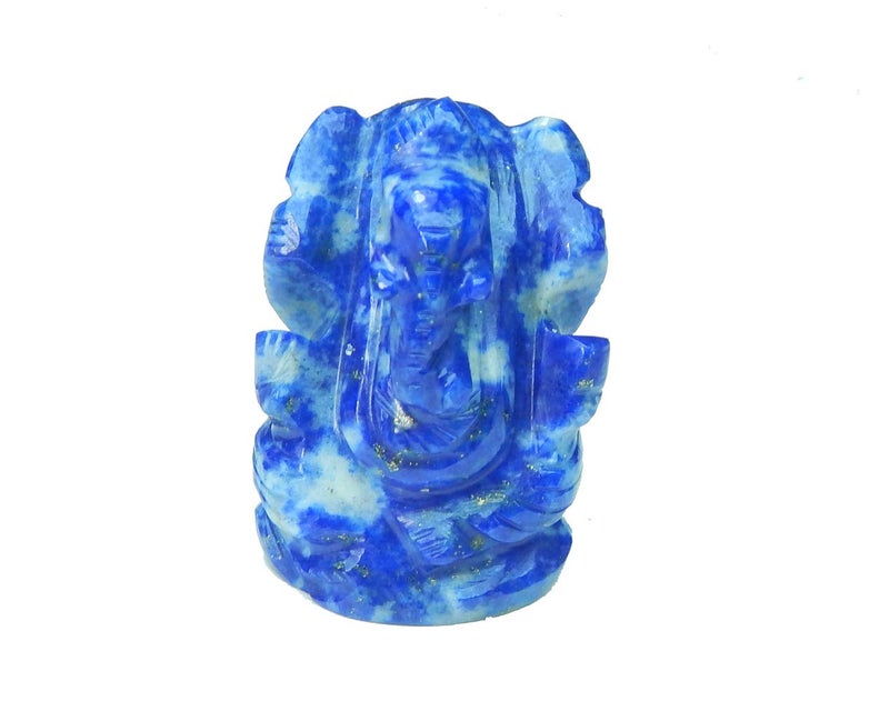 Myhealingworld Ganesha Statue, Natural Lapis Lazuli Stone Ganesh Sculpture, Handcarved Ganesh, Beautiful Lapis Lazuli Ganesh Idol, Pocket Ganesh Statue. - Image 5
